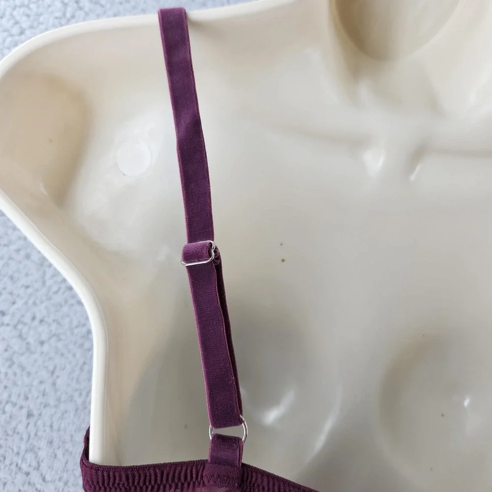 Victoria's‎ Secret Bra 34DD Burgundy Dream Angels Lined Demi Lace Mesh Underwire